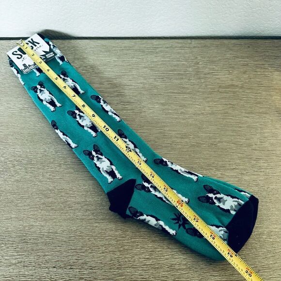 Boston Terrier Dog Sock it to Me Knee High Teal Adult Fun Socks - Picture 2 of 2